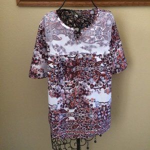 Short Sleeve Tanzara Pullover Top Blouse Size S